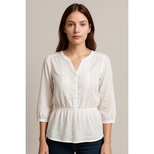 DKNY Jeans White Pintuck Blouse Women’s Top NWT Size XL